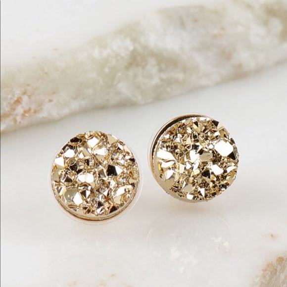 round druzy post earrings stud - Picture 8 of 8